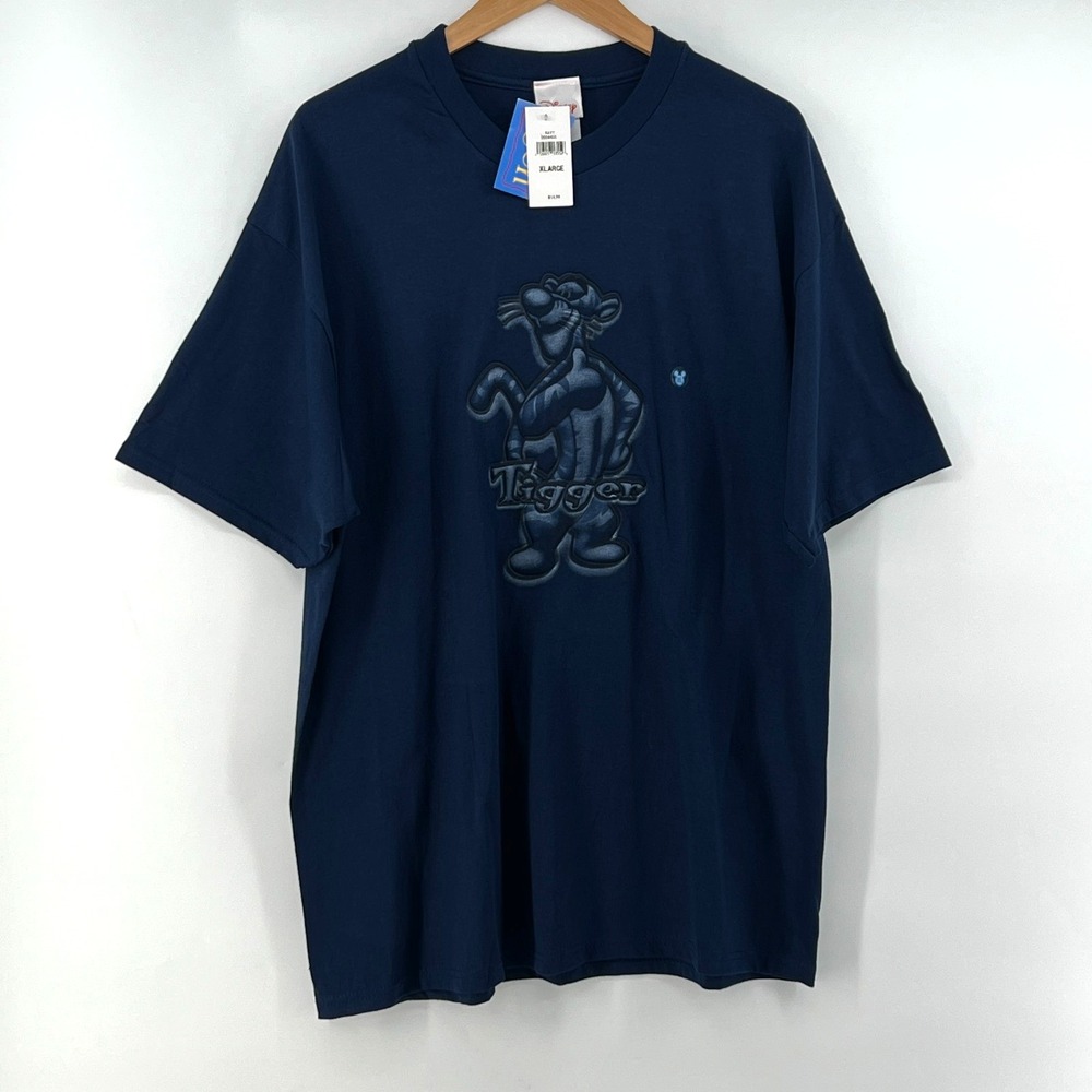 Vintage Disney Store Tigger T Shirt XL USA Navy Blue Puffy Y2K 90s Minimalist